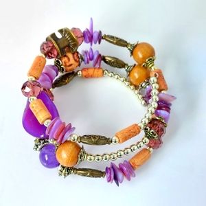 โ๏ธ Coachella-Inspired Beaded Wrap Around Braclet (Purple)